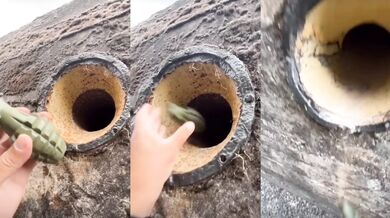 Důmyslný větrací otvor v pevnosti v Normandii