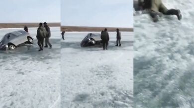 Driftování na zamrzlém jezeře