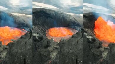 Aktivní Ruská sopka Šiveluč