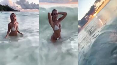 Focení modelky na pláži