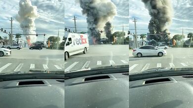 Obchod s ryrotechnikou v plamenech