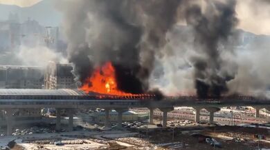 Požár na jihokorejské dálnici