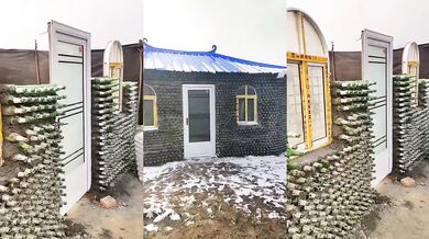 Dům z flašek od piva