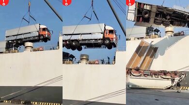 Nehoda při vykládání vozidla z lodi