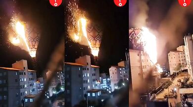 Horkovzdušný balon v plamenech