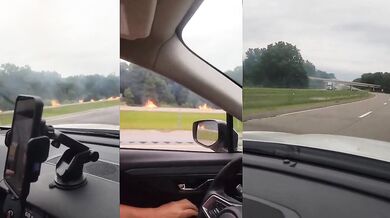 Kamion s hořícím nákladem