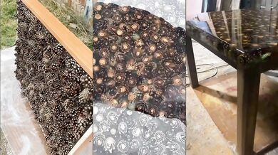 Stůl s borovými šiškami