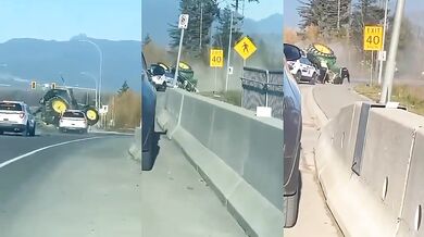 Traktor vs. policejní auto