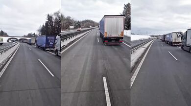 Obří kolona kamionů