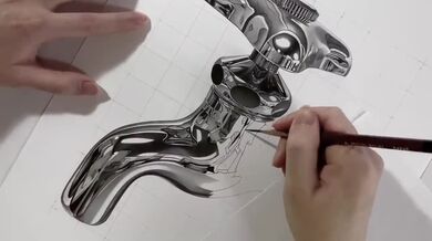 Surrealistické umělecké dílo kohoutku