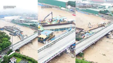 Srážka lodí a mostu v rozvodněné řece na Filipínách