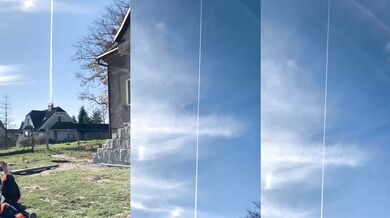 Podivná kouřová stopa z komína