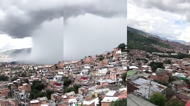 Prudký déšť jen na jednom místě v Medellínu