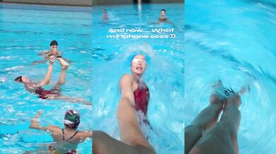 Trénink synchronizovaného plavání s mobilem