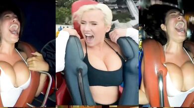 Kompilace žen s výstřihem na vystřelovací atrakci