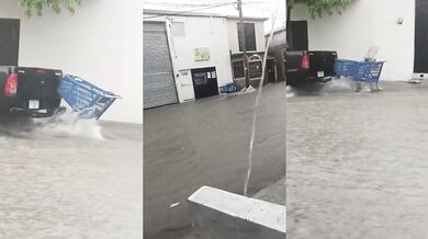 Jeden vozík zachrání jiný vozíku při povodních