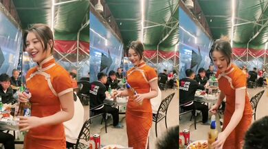 Profesionálka při otvírání piva