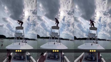 Nevydařený skok do vody z lodi