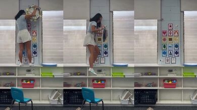 Nehoda učitelky při zdobení třídy