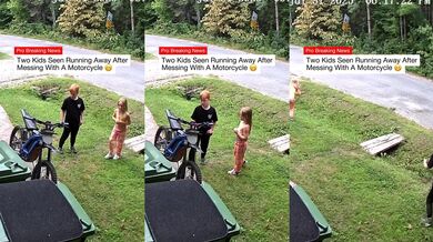 Děti si zahrávaly s cizí motorkou a skončilo to komickou kolizí