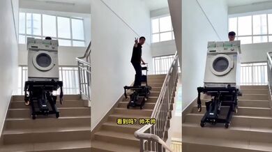 Čínský elektrický výtah na schody usnadňuje stěhování těžkých předmětů