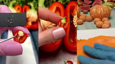 Umělec vytváří miniatury ovoce a zeleniny