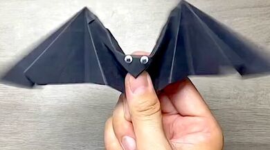 Papírová netopýří křídla v pohybu: Šikovné origami z jednoho listu papíru dokáže po zmáčknutí létat